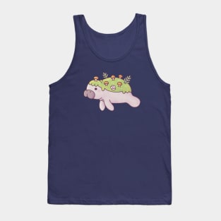 Cute Manatee With Moss And Fungi Back Tank Top